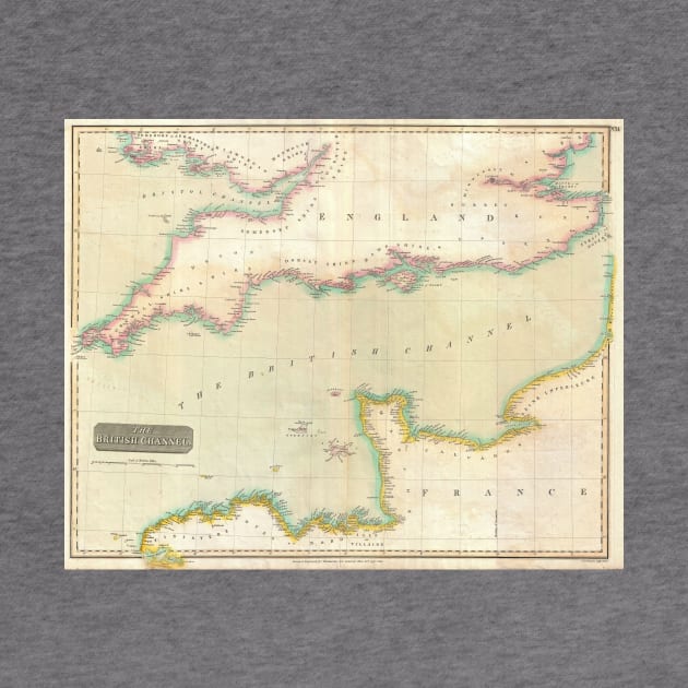 Vintage Map of The English Channel (1814) by Bravuramedia